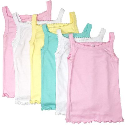 I&S Girl's 4 Pack Soft Cotton Cami Spaghetti Strap Tank Tops Undershirts (8, Pastel Colors(4 Pack))