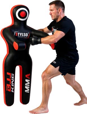 Unfilled Grappling Dummy  Adult Life Size Wrestling & BJJ Training Dummy, MMA Jiu Jitsu Judo Takedown & Throwing Practice, Heavy-Duty Triple-Stitched Canvas Submission Dummy (Black, 5ft / 60")