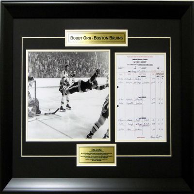 Framed Deluxe Hockey Bobby Orr Goal with Game Scoresheet SKU #4004