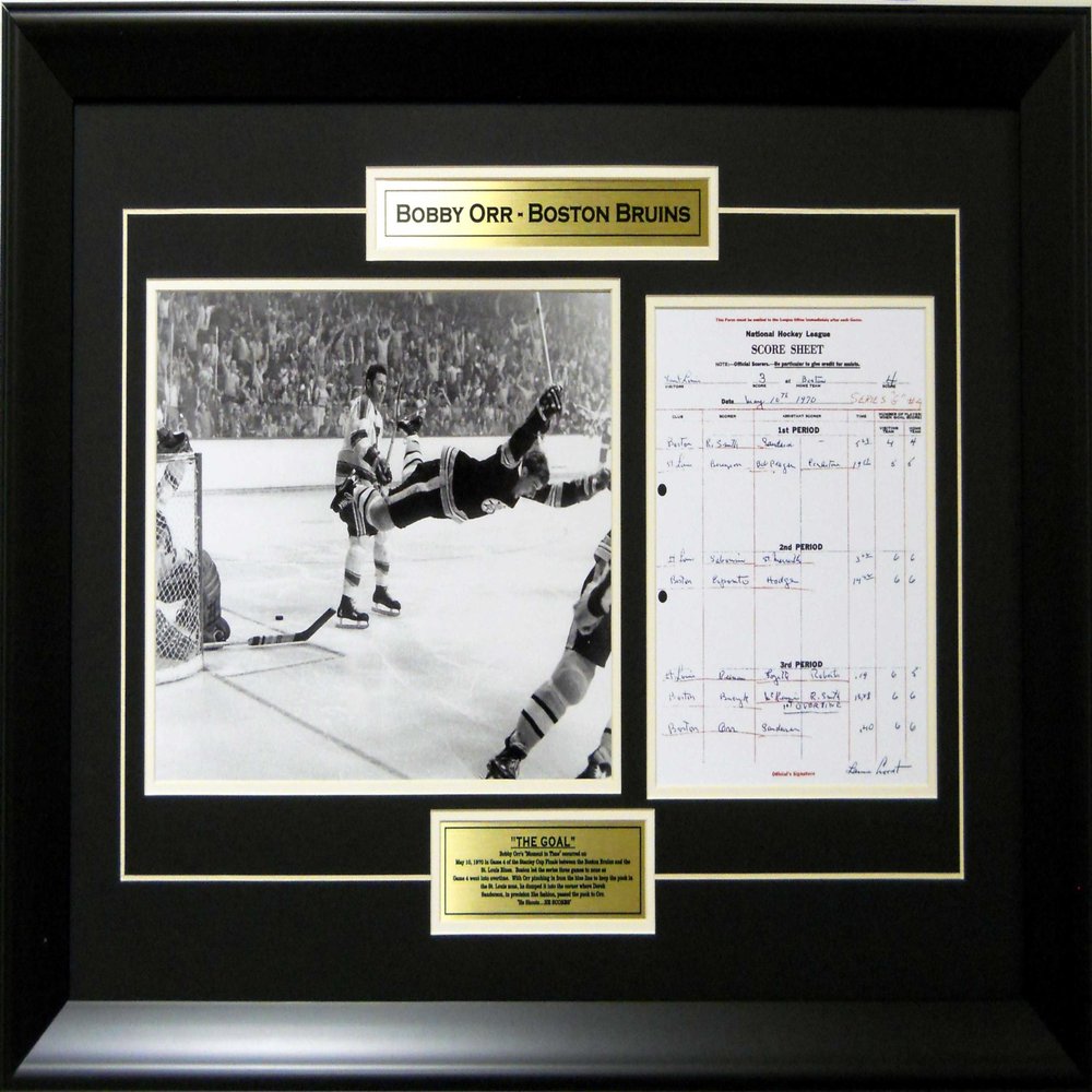 Framed Deluxe Hockey Bobby Orr Goal with Game Scoresheet SKU #4004