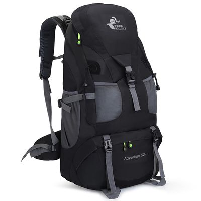 Bseash 50L Hiking Backpack, Water Resistant Lightweight Outdoor Sport Daypack Travel Bag for Camping Climbing Skiing Cycling (Black - No Shoe Compartment)