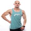Barbell 1 Bodybuilding Muscle Stringer Y Back Tank Top, Lifting Shirt for Gym (S, Teal/Light Grey) view 2