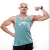 Barbell 1 Bodybuilding Muscle Stringer Y Back Tank Top, Lifting Shirt for Gym (S, Teal/Light Grey) view 3