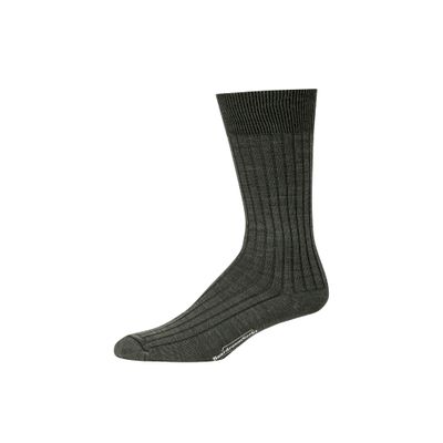 BoardroomSocks Merino Wool Mid-Calf Dress Socks for Men, Ribbed Dress Socks, Olive