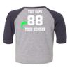 Customized Toddler Baseball Raglan Tee Personalized with Name and Team Number (Vintage Smoke, 3T) view 2