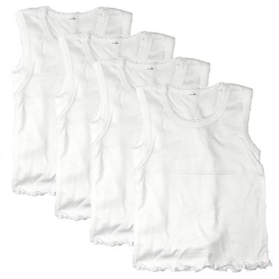 I&S Girl's 4 Pack Sleeveless Tank Tops Soft Cotton Undershirts (12, Whites)