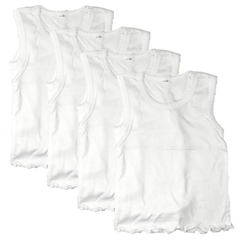 I&S Girl's 4 Pack Sleeveless Tank Tops Soft Cotton Undershirts (12, Whites)