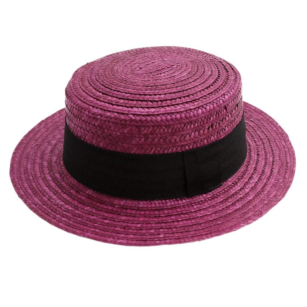 Classic Italy Boater Boater Hat Gondolier Straw Size 56 Cm Burgundy