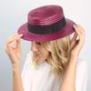 Classic Italy Boater Boater Hat Gondolier Straw Size 56 Cm Burgundy view 3