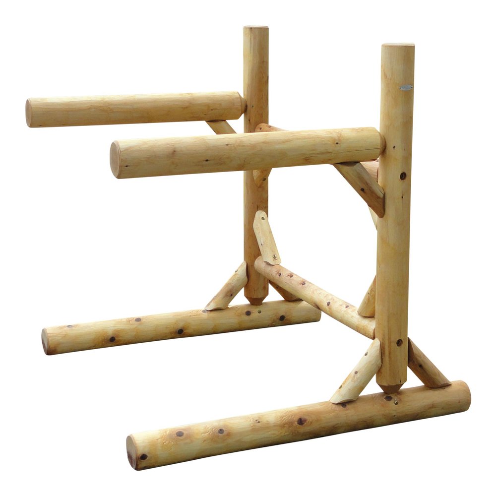 2-Place One-Sided Heavy Kayaks/Canoe Log Rack, Freestanding Kayak Garage Storage Racks, SUP Paddle Board Storage Racks for Garage, Kayak Rack, Canoes, Surfboard Stand - Natural