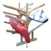 Log Kayak Rack 6-Place, 2 Canoes + 2 Kayaks + Two SUP Caribbean Kayak Rack Heavy Duty Free-standing, Seaside, Outdoor Storage, Lakeside - Unfinished view 2