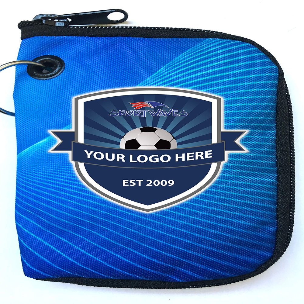 Sportwaves Player Pass Pouch - Custom Soccer Tournament Coaches Gift (Blue Wave, 10 Pack - $9.99 Each)