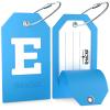 Shacke Initial Luggage Tag with Full Privacy Cover and Stainless Steel Loop - Aqua Teal (Letter E) view 2