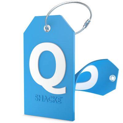Shacke Initial Luggage Tag with Full Privacy Cover and Stainless Steel Loop - Aqua Teal (Letter Q)