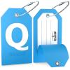 Shacke Initial Luggage Tag with Full Privacy Cover and Stainless Steel Loop - Aqua Teal (Letter Q) view 2
