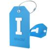 Shacke Initial Luggage Tag with Full Privacy Cover and Stainless Steel Loop - Aqua Teal (Letter I) view 1