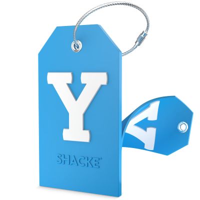 Shacke Initial Luggage Tag with Full Privacy Cover and Stainless Steel Loop - Aqua Teal (Letter Y)