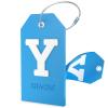 Shacke Initial Luggage Tag with Full Privacy Cover and Stainless Steel Loop - Aqua Teal (Letter Y) view 1