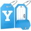 Shacke Initial Luggage Tag with Full Privacy Cover and Stainless Steel Loop - Aqua Teal (Letter Y) view 2