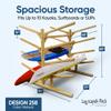 10-Place Log Kayak Storage Rack Free-standing Kayak Rack Outdoor, Lakeside Canoe Storage Rack SUP Storage, Paddle Board Racks, Surfboard Stand, Sports & Outdoors Racks, SUP Kayaks - Natural view 2
