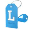 Shacke Initial Luggage Tag with Full Privacy Cover and Stainless Steel Loop - Aqua Teal (Letter L) view 1