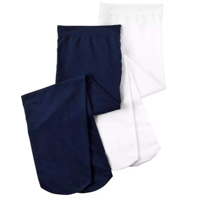 Carter's Little Girls' 2-pack Tights (2-4, Navy/Ivory)