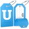 Shacke Initial Luggage Tag with Full Privacy Cover and Stainless Steel Loop - Aqua Teal (Letter U) view 2