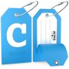 Shacke Initial Luggage Tag with Full Privacy Cover and Stainless Steel Loop (Aqua Teal) (Letter C) view 2