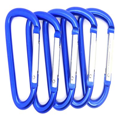 OnDepot 100 Pack of 3 inches Carabiner Spring Belt Clip Lot Snap Key Chain 75mm Aluminum Color, Black/Blue/Silver/Mix Color (Blue 3" (100 Pack))