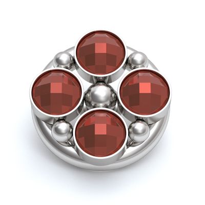 Surgical Steel Dermal Top - Dermal Top Jewelry with Garnet Stones - Dermal Piercing - Internally Threaded Microdermal Jewelry Top