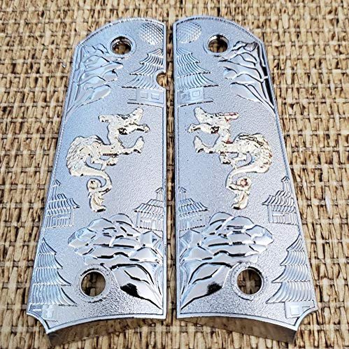 Nickel 1911 Full Size Grips Dragon Ambi Safety Cut