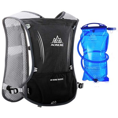Aonijie Lovtour Premium Running Race Hydration Vest Pack for Marathon, Cycling, Hiking with Soft Water Bottle As Gift (Black+1.5L Water Bladder), Medium