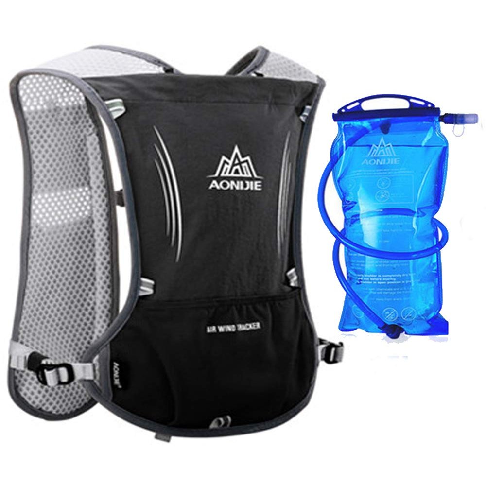 Aonijie Lovtour Premium Running Race Hydration Vest Pack for Marathon, Cycling, Hiking with Soft Water Bottle As Gift (Black+1.5L Water Bladder), Medium