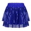 Agoky Kids Girls Glittery Sequined Dance Tutu Skirt Hip Hop Latin Jazz Fancy Dress Up for Prom Dance Stage Performance Blue 8-10 view 1