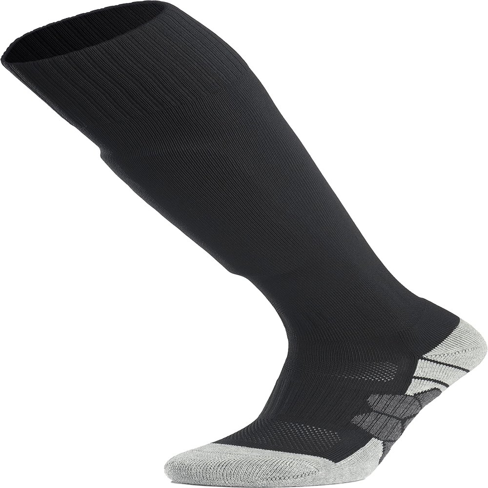 APTESOL Youth Soccer Socks Kids Knee High Team Sport Cushion Sock Women Men Long Tube Cotton Athletic Compression Socks (1-Pair Black-A,Medium)
