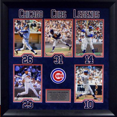 Baseball Legends - B. Williams 26 Hall of Fame 1987, Ferguson 31 Hall of Fame 1991, E.Banks 14, Ryne Sandberg #23 Hall of Fame 2005, Ron Santo #10 Hall of Fame 2012 Framed Picture SKU #2025
