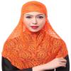 Womens Muslim Islamic Modest Lace 2 Pieces Hijab Scarf (Orange) view 1