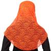 Womens Muslim Islamic Modest Lace 2 Pieces Hijab Scarf (Orange) view 2