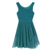 easyforever Women's Lyrical Dance Costume Skirted Leotard Chiffon High-Low Ballet Dance Dress Green Large view 4