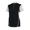Russell Athletic Ladies Performance Two-Button Color Block Jersey Black/Baseball Grey XL view 1
