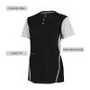 Russell Athletic Ladies Performance Two-Button Color Block Jersey Black/Baseball Grey XL view 3