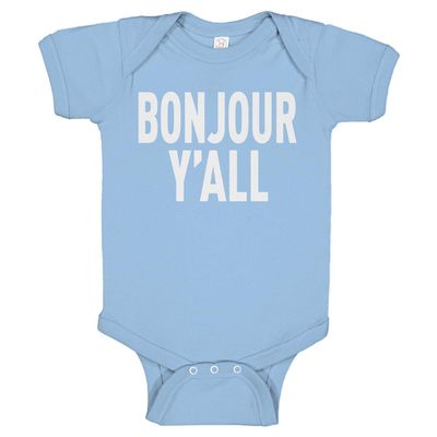 Indica Plateau Bonjour Yall Light Blue 24 Month Cotton One-Piece Infant Baby Romper
