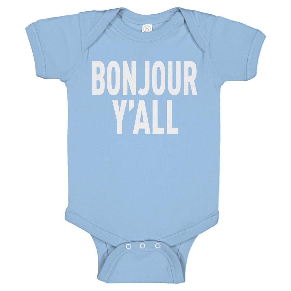 Indica Plateau Bonjour Yall Light Blue 24 Month Cotton One-Piece Infant Baby Romper