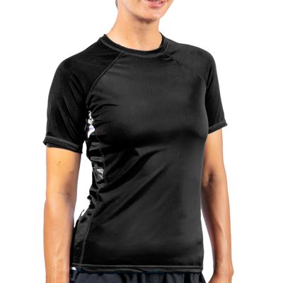 Kanu Surf Women's Breeze UPF 50+ Short Sleeved Active Rashguard & Workout Top, Darren Black, Medium