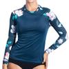 Kanu Surf Women's Keri Long-Sleeve UPF 50+ Rashguard, Darren Navy, Medium view 1