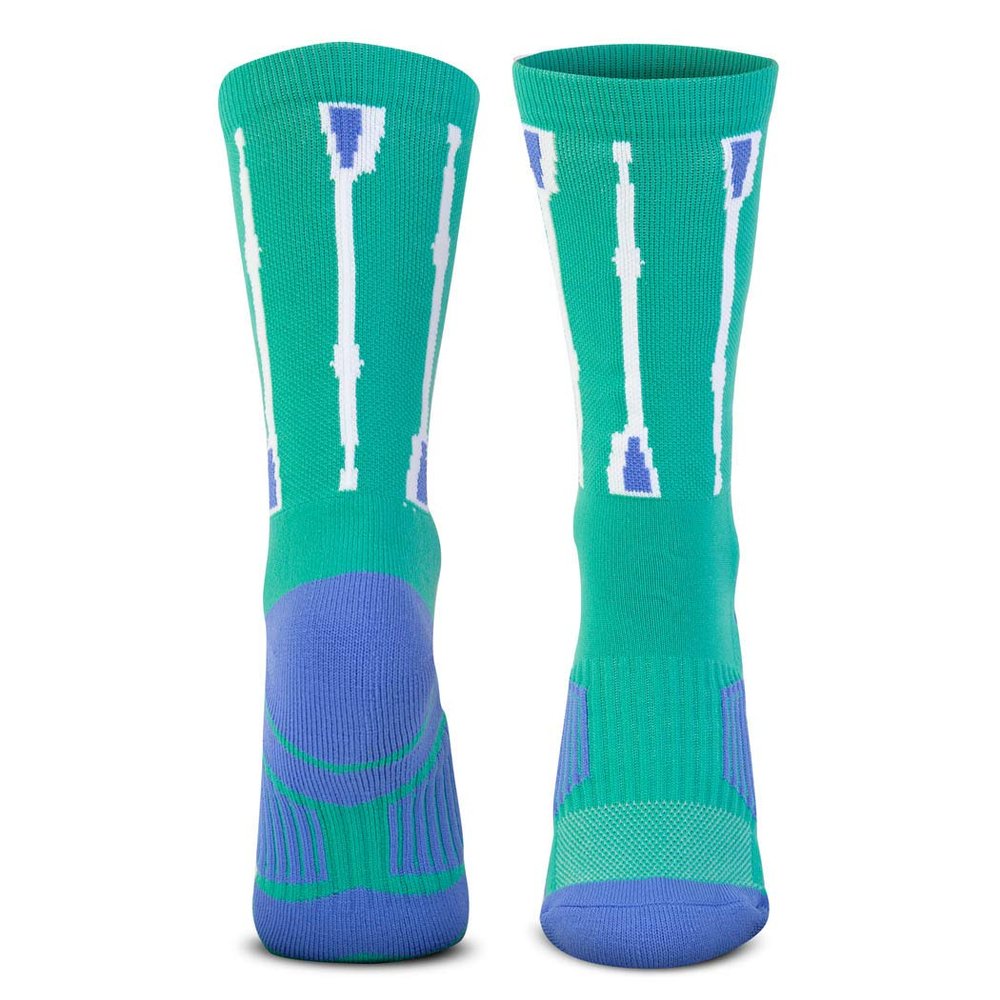 ChalkTalkSPORTS Crew Performance Crew Socks - Rowing Socks - Multiple Designs (Green Oar) - Rowing Mid-Calf Socks