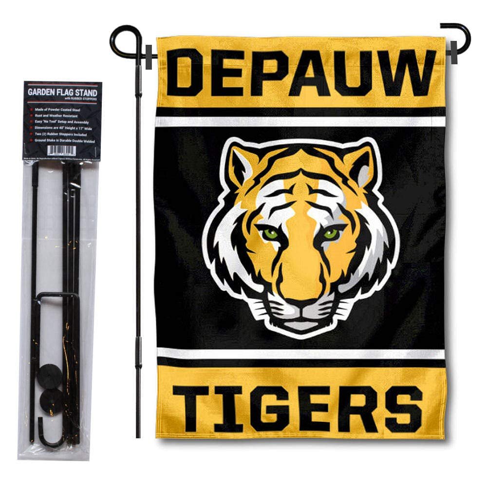 DePauw Tigers Garden Flag with Pole Stand Holder