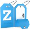 Shacke Initial Luggage Tag with Full Privacy Cover and Stainless Steel Loop - Aqua Teal (Letter Z) view 2