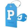 Shacke Initial Luggage Tag with Full Privacy Cover and Stainless Steel Loop - Aqua Teal (Letter P) view 1