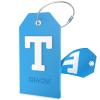 Shacke Initial Luggage Tag with Full Privacy Cover and Stainless Steel Loop - Aqua Teal (Letter T) view 1